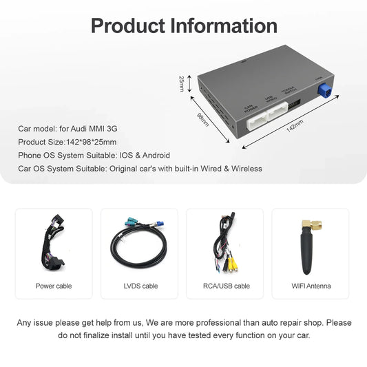 Wireless CarPlay Android Auto MMI Box For Audi 8V 2013-2020 (A3/S3/RS3)