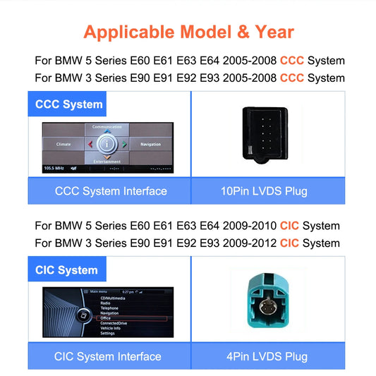 8.8“ Wireless Carplay Android Auto For BMW 3 Series E90 E91 E92 E93 CCC CIC System 2005-2012